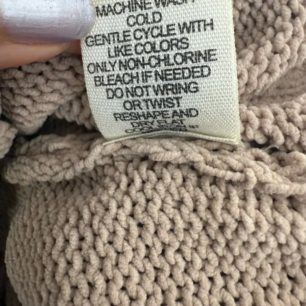 Moon & Madison Womens Long Sleeve Ball Cropped Knit Beige Button-Up Sweater XS